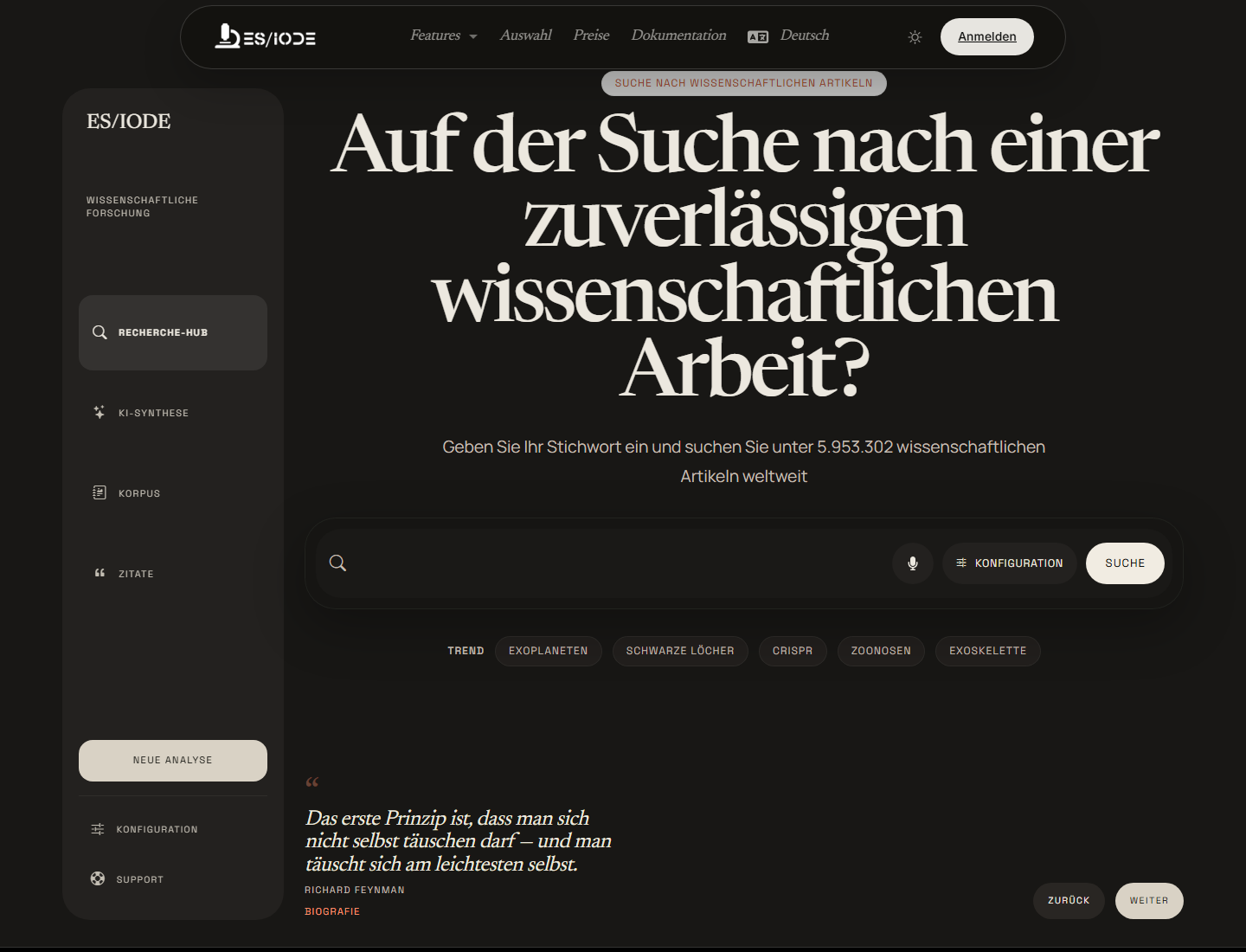 Suche nach wissenschaftlichen Artikeln