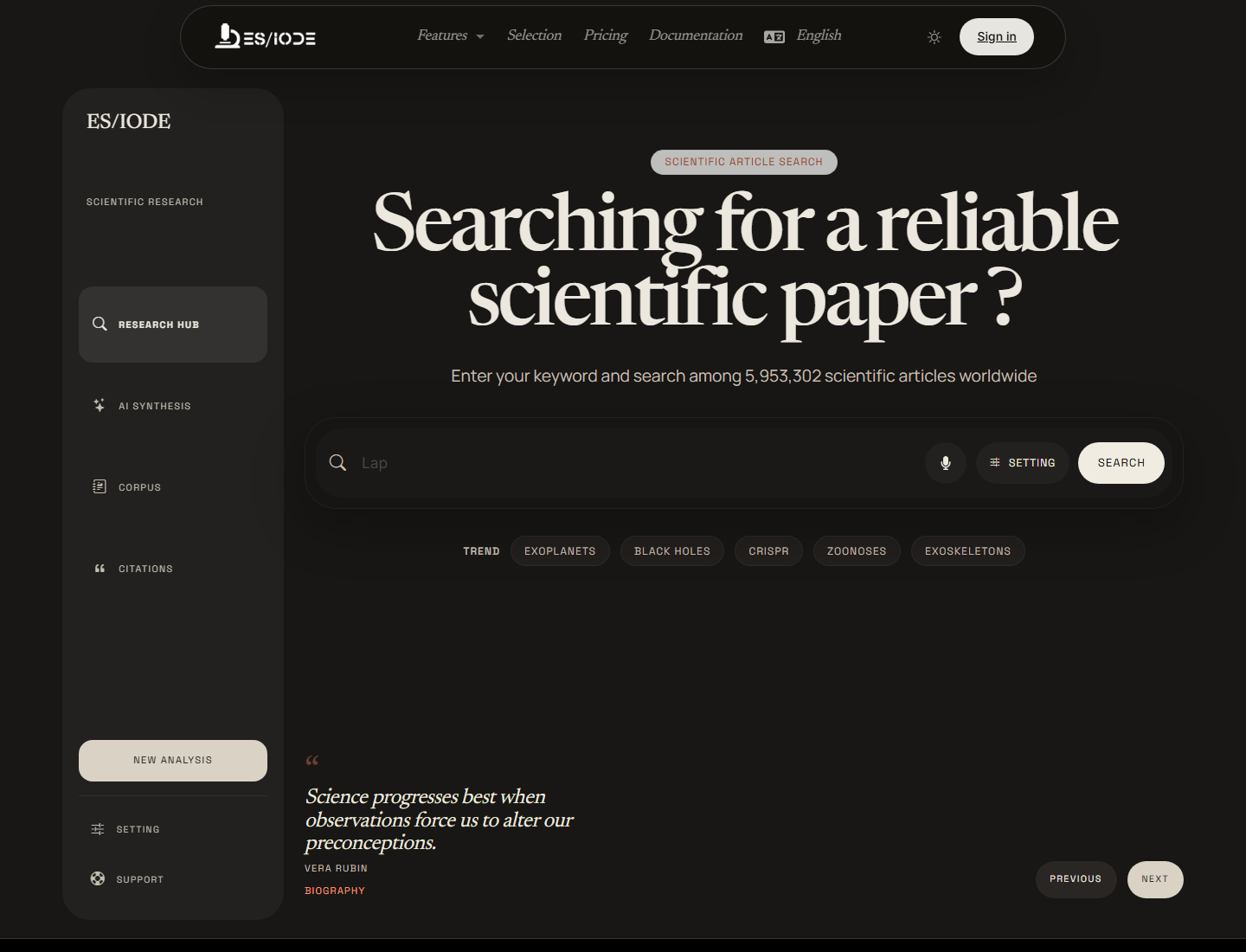 scientific articles search