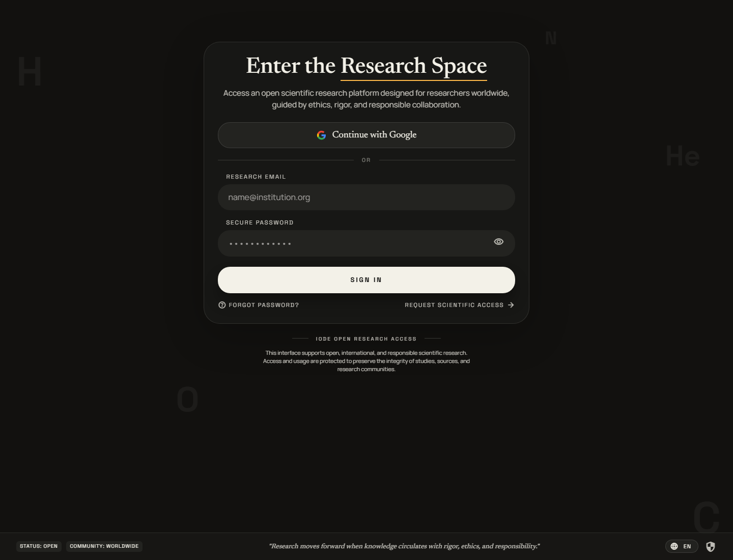 ES/IODE login screen