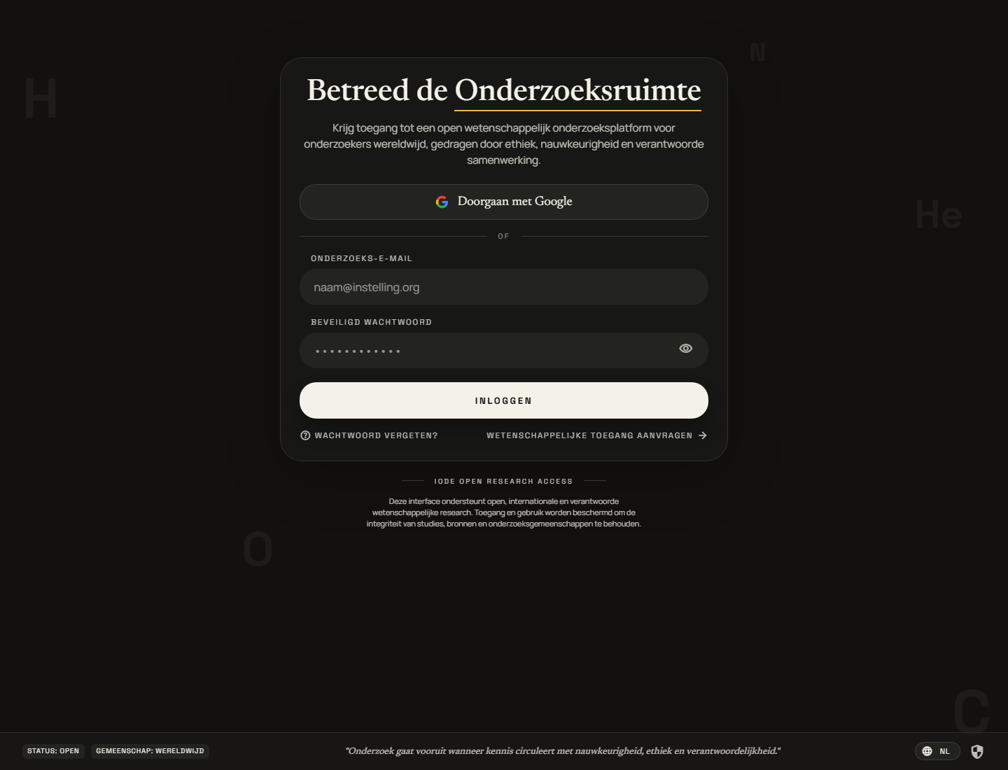 ES/IODE-aanmeldscherm