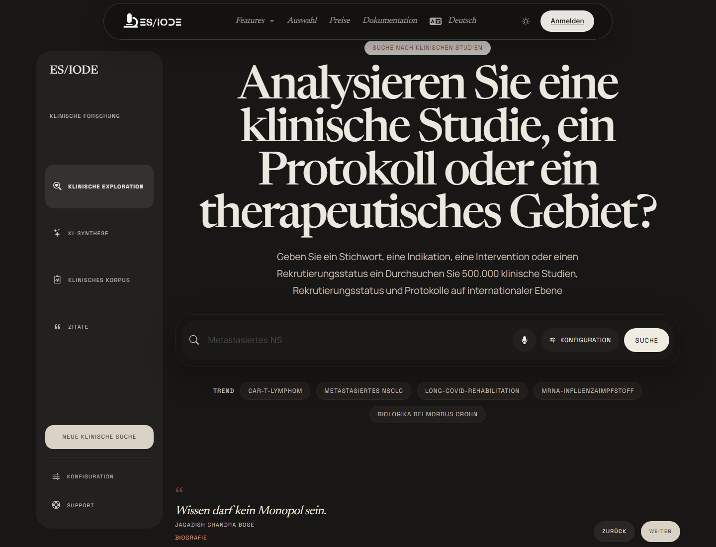 Suche nach klinischen Studien