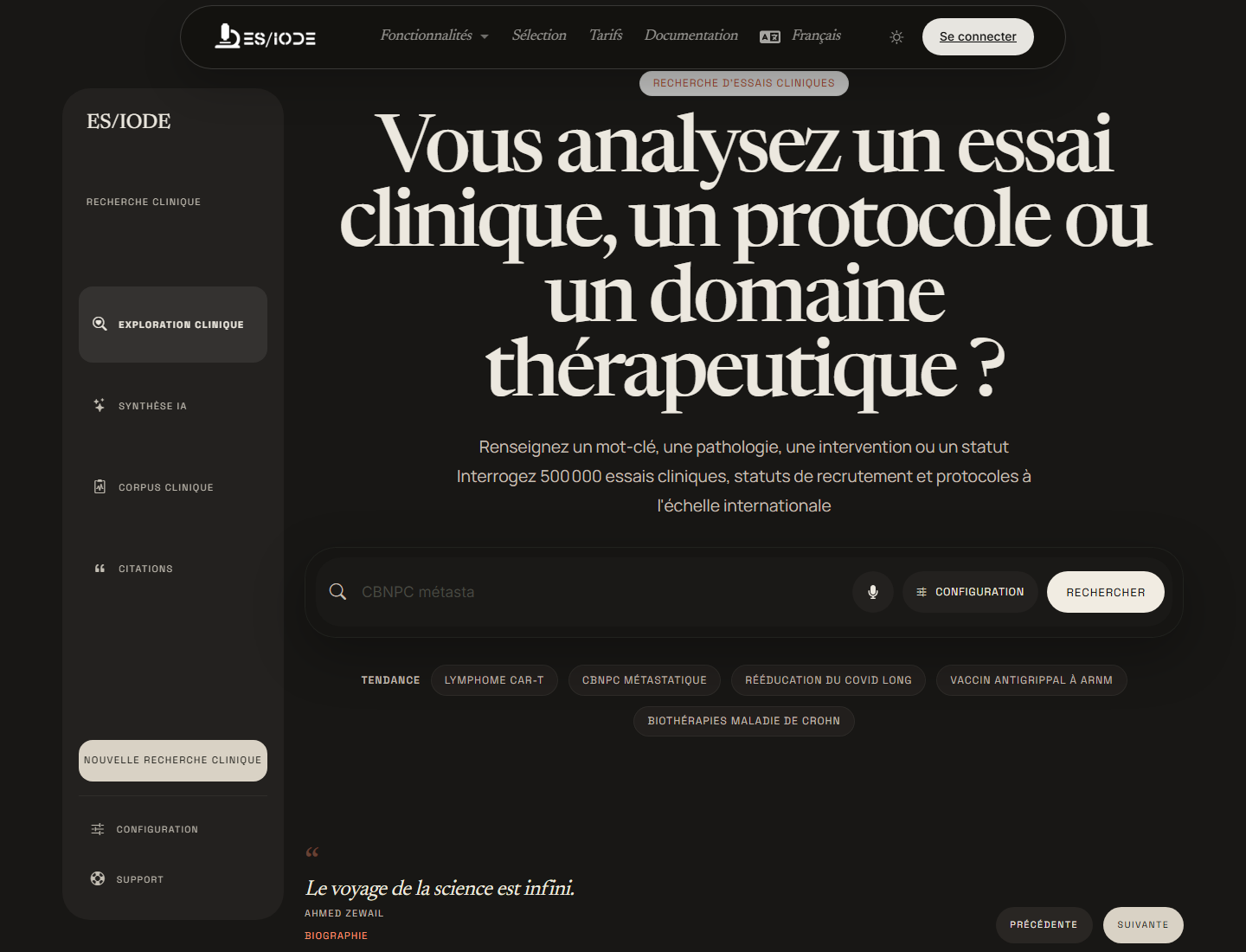 recherche d'essais cliniques